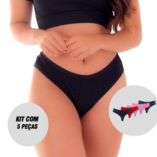 Kit 5 Tangas Feminina de Algodão Fio Duplo Fio Dental Duplo em Oferta na Shopee
