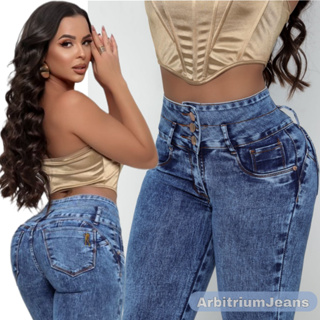 Calça Jeans Skinny Feminina Cintura Cós Alta Com Lycra Elastano em Oferta na Shopee