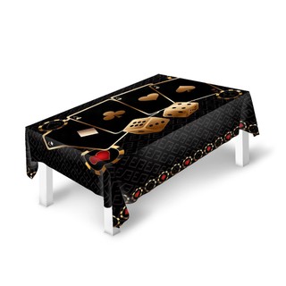 Toalha de Mesa Retangular Poker - Cassino Preta