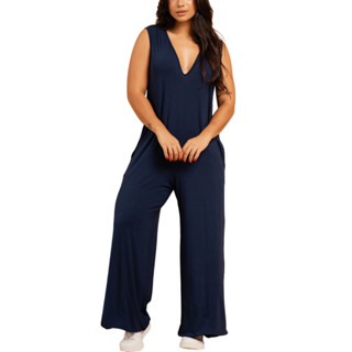Macacão Pantalona Feminino Regata Com Bolsos Laterais em Oferta na Shopee