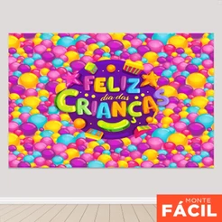 Painel Dia Das Crianças Retangular Horizontal Decoração Dia das Crianças Sublimado Em Tecido