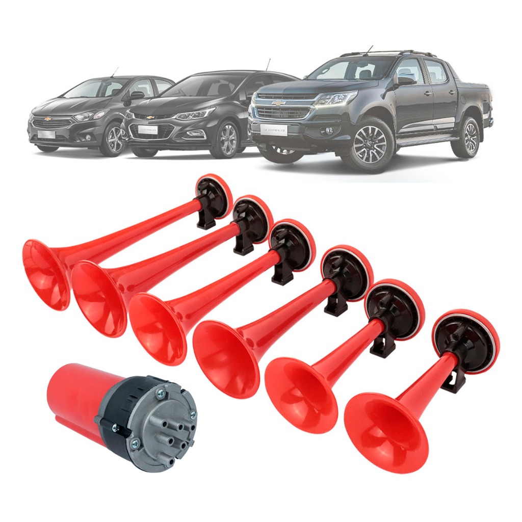 Buzina Poderoso Chefão Caminhão 6 Cornetas A Ar Com Relé Compressor 12V Forte Eletropneumática - Spare Parts and Accessories for Vehicles