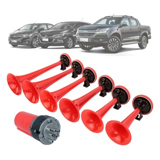 Buzina Poderoso Chefão Caminhão 6 Cornetas A Ar Com Relé Compressor 12V Forte Eletropneumática em Oferta na Shopee