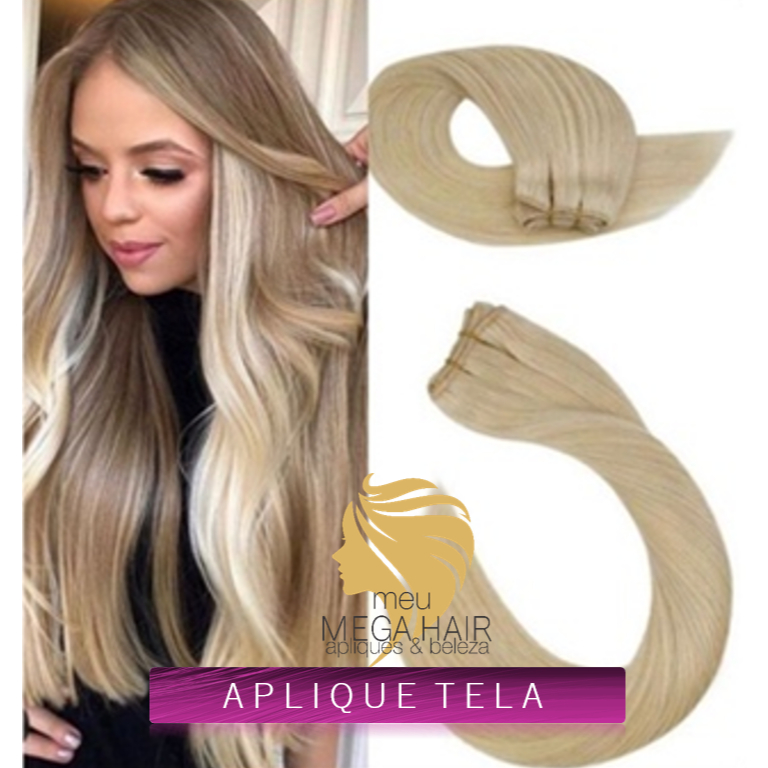 Cabelo Loiro Clarissímo 613 Bio Humano Mega Hair Para Entrelaçamento  e Fita Telas 60cm 100GRS Premium Mega