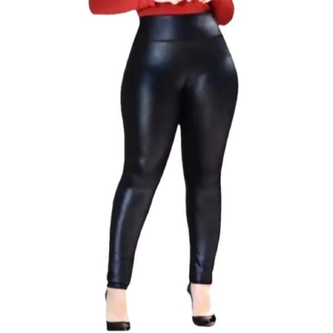 Legging Cirre Cintura Alta Brilho Molhado Couro Lycra