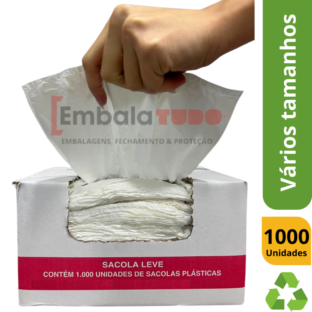 Sacola Plástica Branca Milheiro Virgem Fina com 1000 Sacolas Vários Tamanhos em Oferta na Shopee