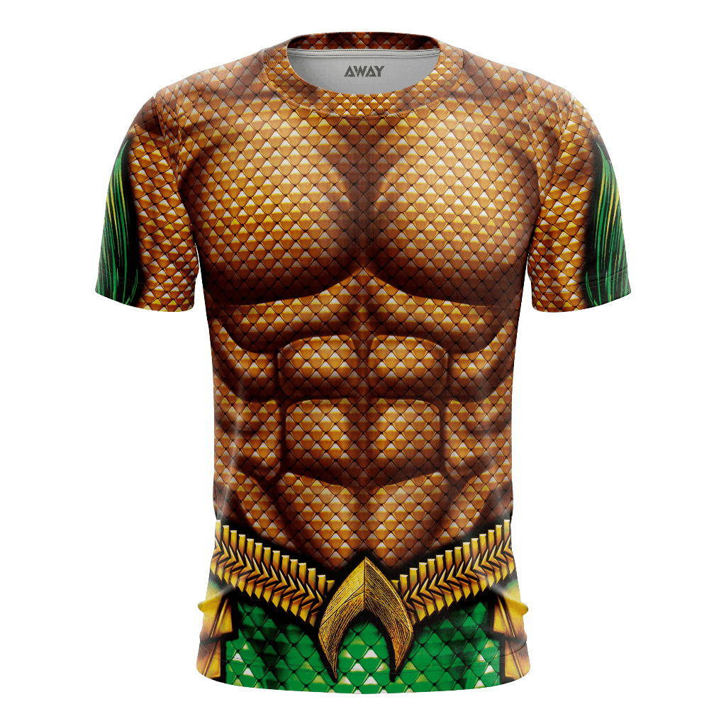 Camisa Camiseta Traje 3D Aquaman Dry fit - Com Proteção Uv50+ / Treino / corrida / casual / Academia (Unissex) em Oferta na Shopee