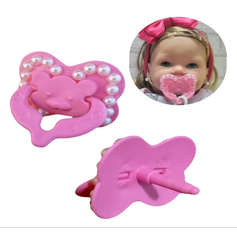 Chupeta de encaixe para boneca ( com pérolas)