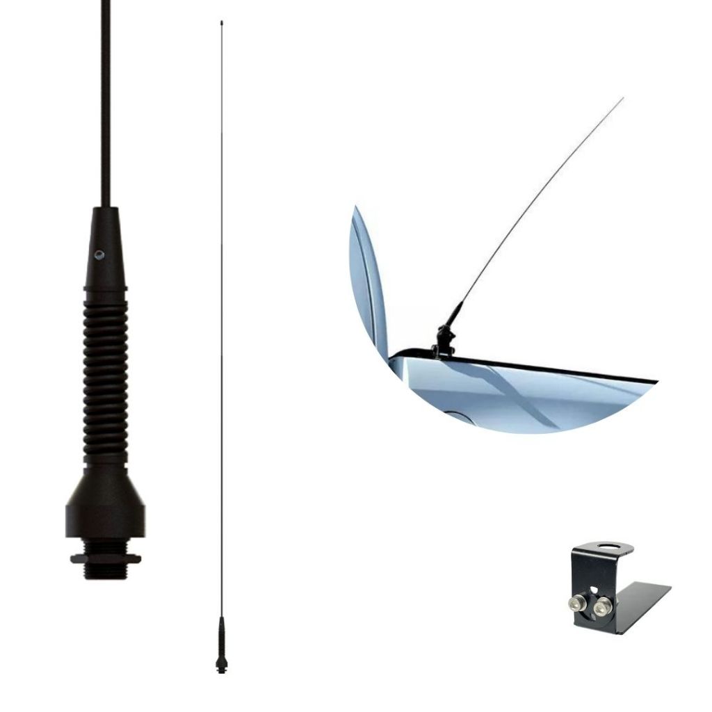 Antena Enfeite Fosco Preto Camionete Suporte Parafuso