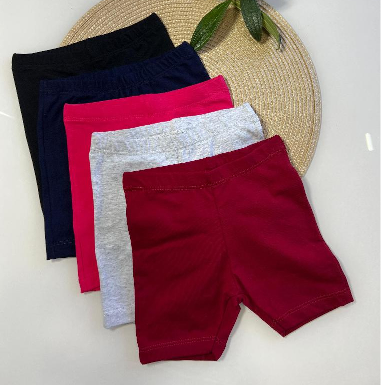 Kit 4 Bermuda Ciclista de Cotton Penteado Infantil Menina Escolar 1|2|3|4|6|8|10
