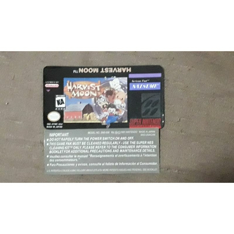 Label frontal + Traseiro Harvest Moon P/ Cartucho Nintendo Aproveite!☆
