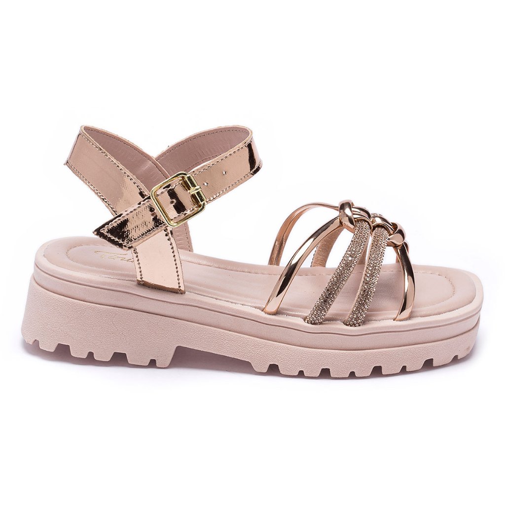 Sandália Infantil Feminina Tininha Flatform Anabela com Strass Casual Escolar Lançamento