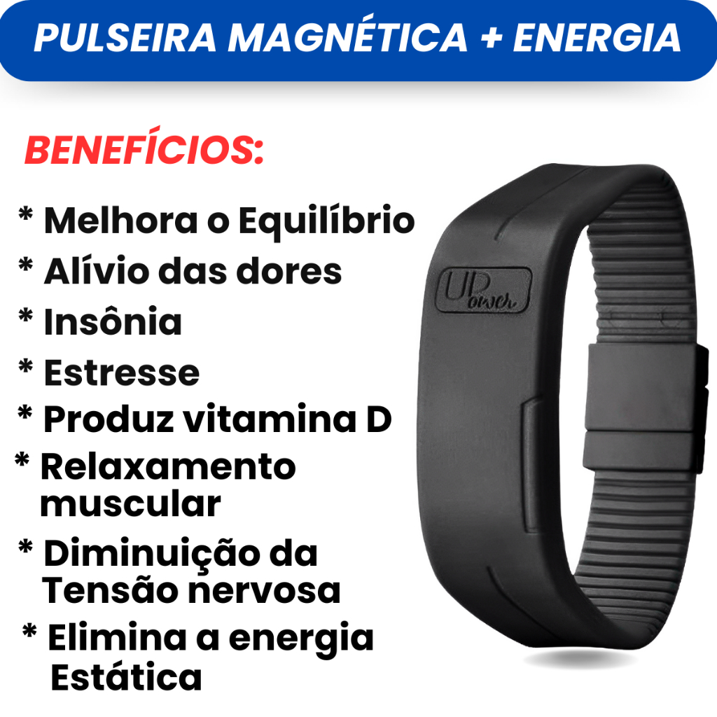 Pulseira Magnética Up Power Original Terapêutica C/imãs De Neodímio + Energia Promoção