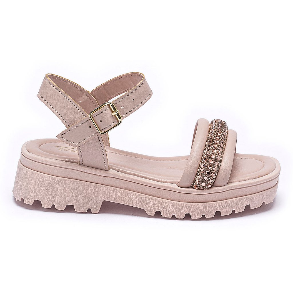 Sandália Infantil Menina Flatform Tininha Anabela Brilho Strass Moda Festa Conforto
