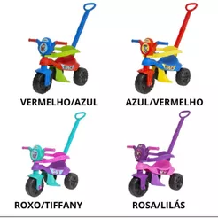 Motoca Triciclo Infantil Kendy Menino e Menina Patrulha Canina Empurrador Proteção Lateral Pedal Empurrador