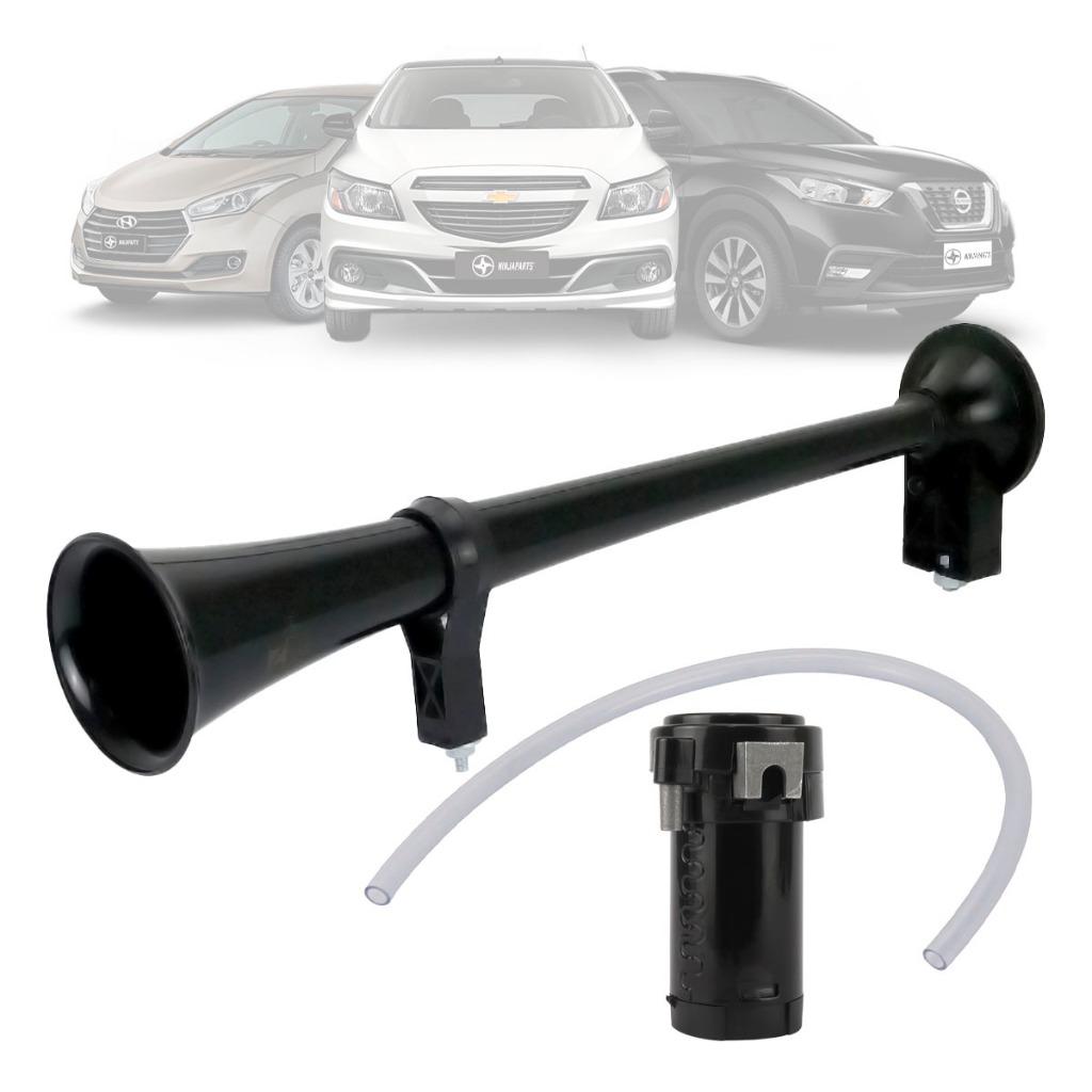 Kit Buzina Marítima Completo Compressor Preta Corneta 45cm Som Naval Fácil Instalação - Spare Parts and Accessories for Vehicles