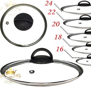 Kit Tampa de Vidro Temperado Com Borda de Aço Inox 5 Peças Com Puxador Tampas de vidro Nº16 Nº18 Nº20 Nº22 Nº24  Panela Frigideira em Oferta na Shopee