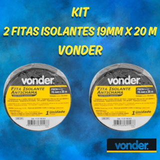 Kit 2 Fitas Isolante 19mm x 20 Metros Preta Vonder em Oferta na Shopee