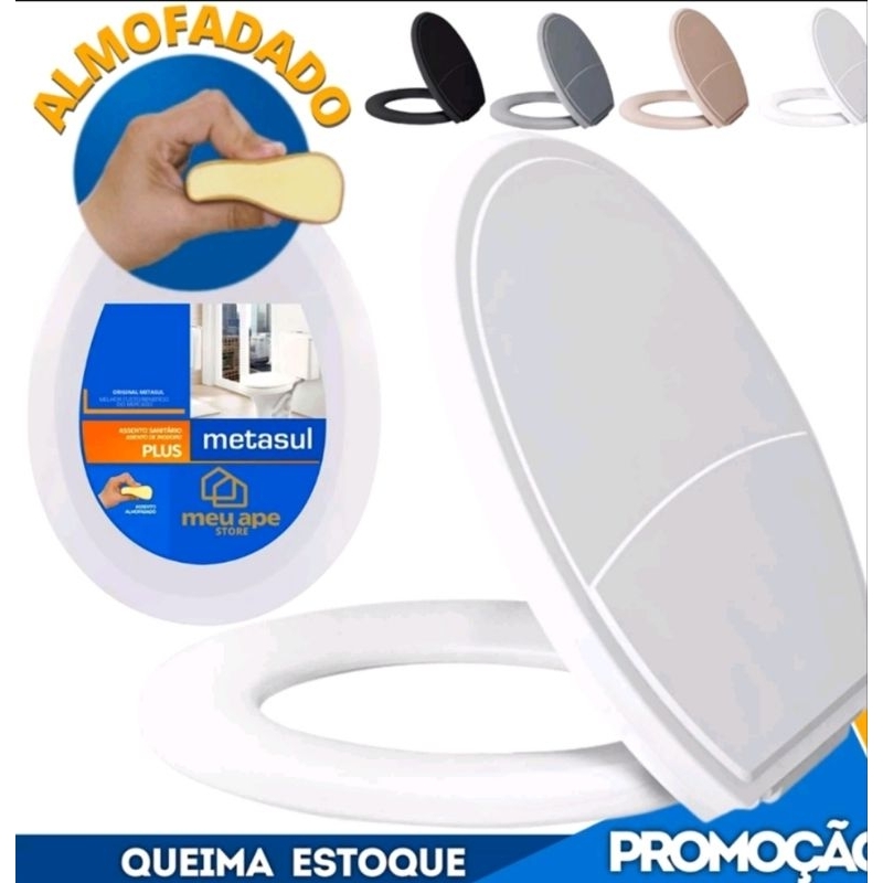 Assento Sanitário almofadado tampa Vaso Oval universal Redondo Deca Celite Icasa Logasa em Oferta na Shopee