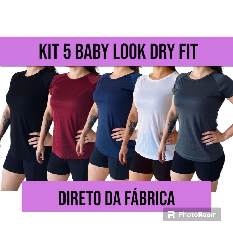 KIT 5 BABY LOOK FEMININA 100% POLIESTER