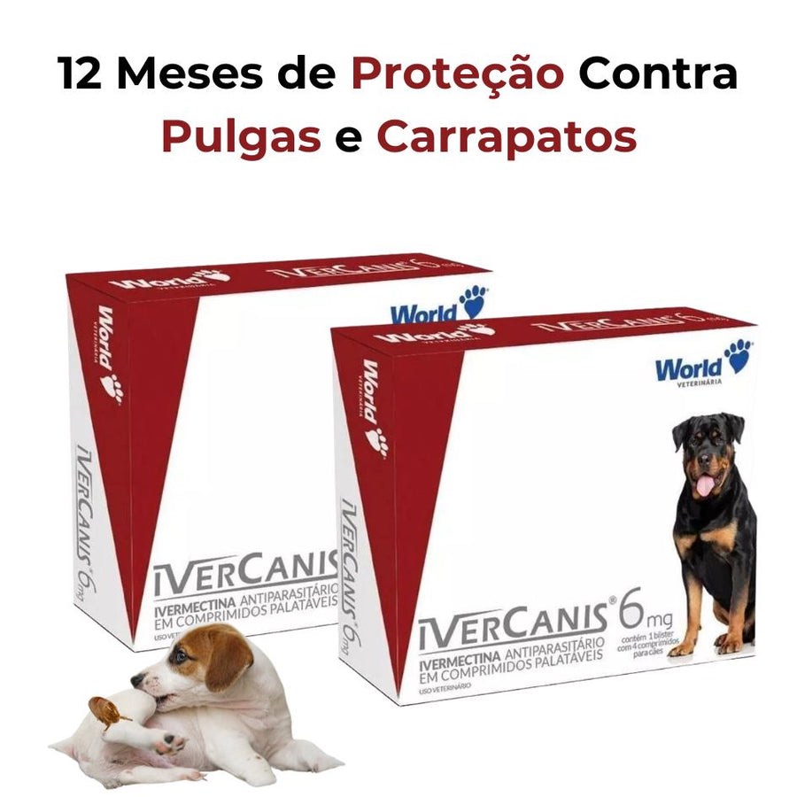 Tratamento Anti-Carrapatos e Pulgas Para Cães (7,5 a 60kg), Proteção de 12 Meses - WORLD ENVIO FULL em Oferta na Shopee