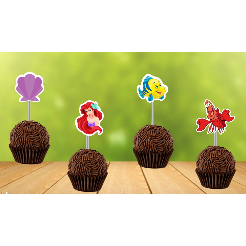 Topper docinhos personalizados- Topo docinhos- Festa Infantil- Sereia - Tag - Apliques docinhos- Aplique 3d