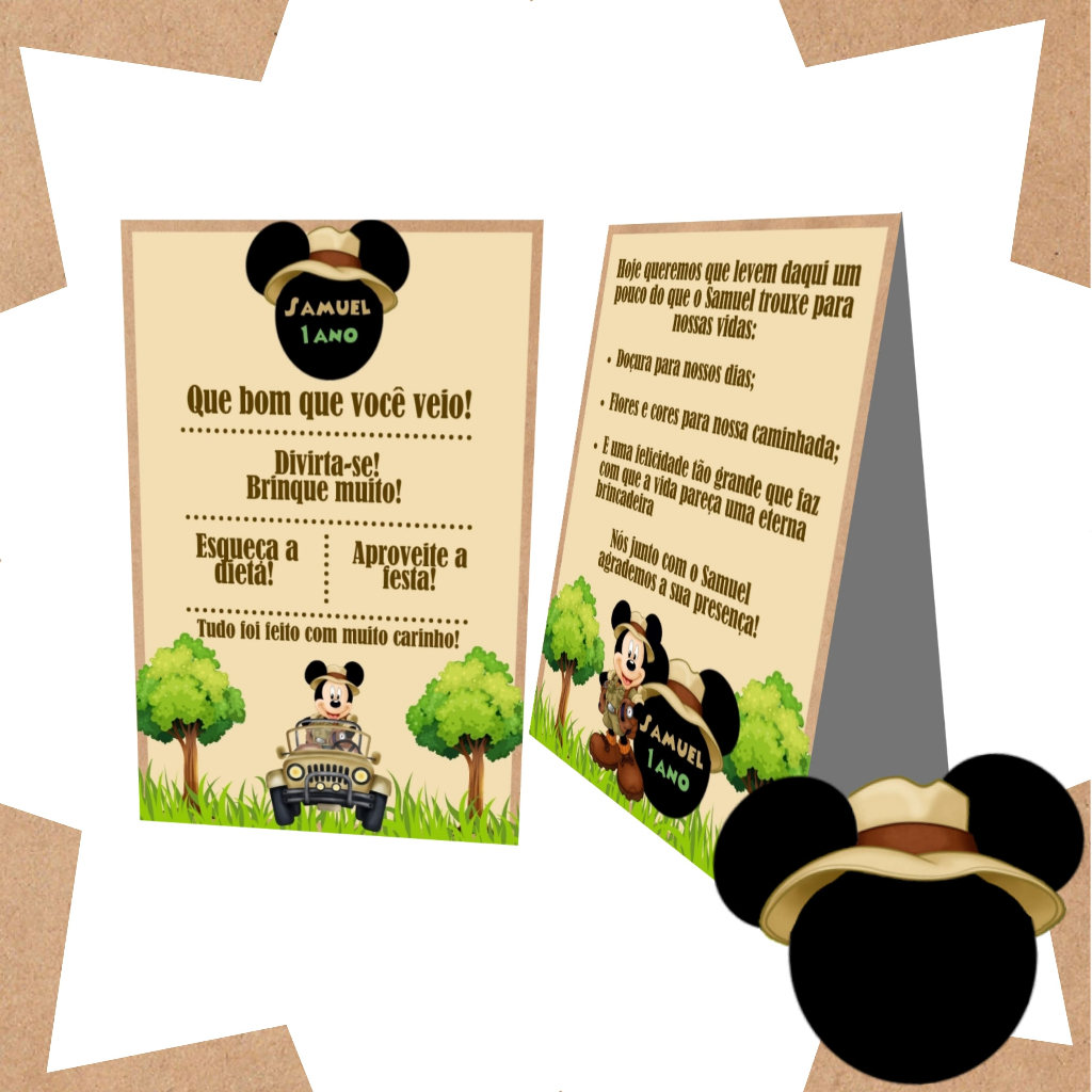 Plaquinha de agradecimento centro de mesa /cartao de agradecimento de mesa MICKEY MOUSE em Oferta na Shopee