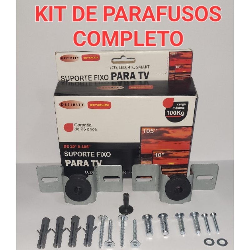 Suporte Tv Fixo em aço forte modelo V2505 Prata/ Natural definity