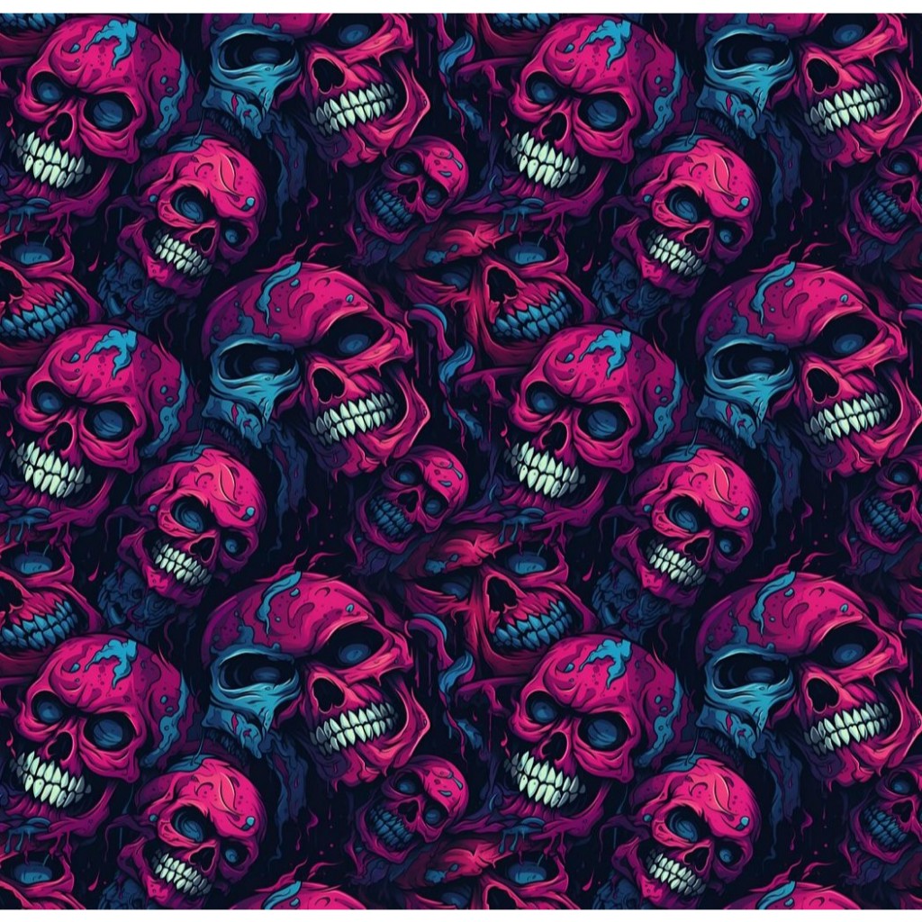 Tecido Cetim Estampado Digital Caveiras  1.00 x 150