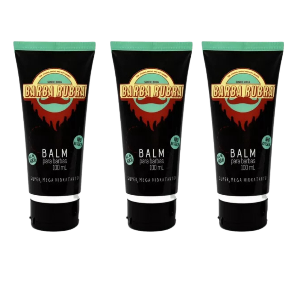 Kit Balm Para Barba Com 3 Unid 100ml Barber Shop Barba Rubra