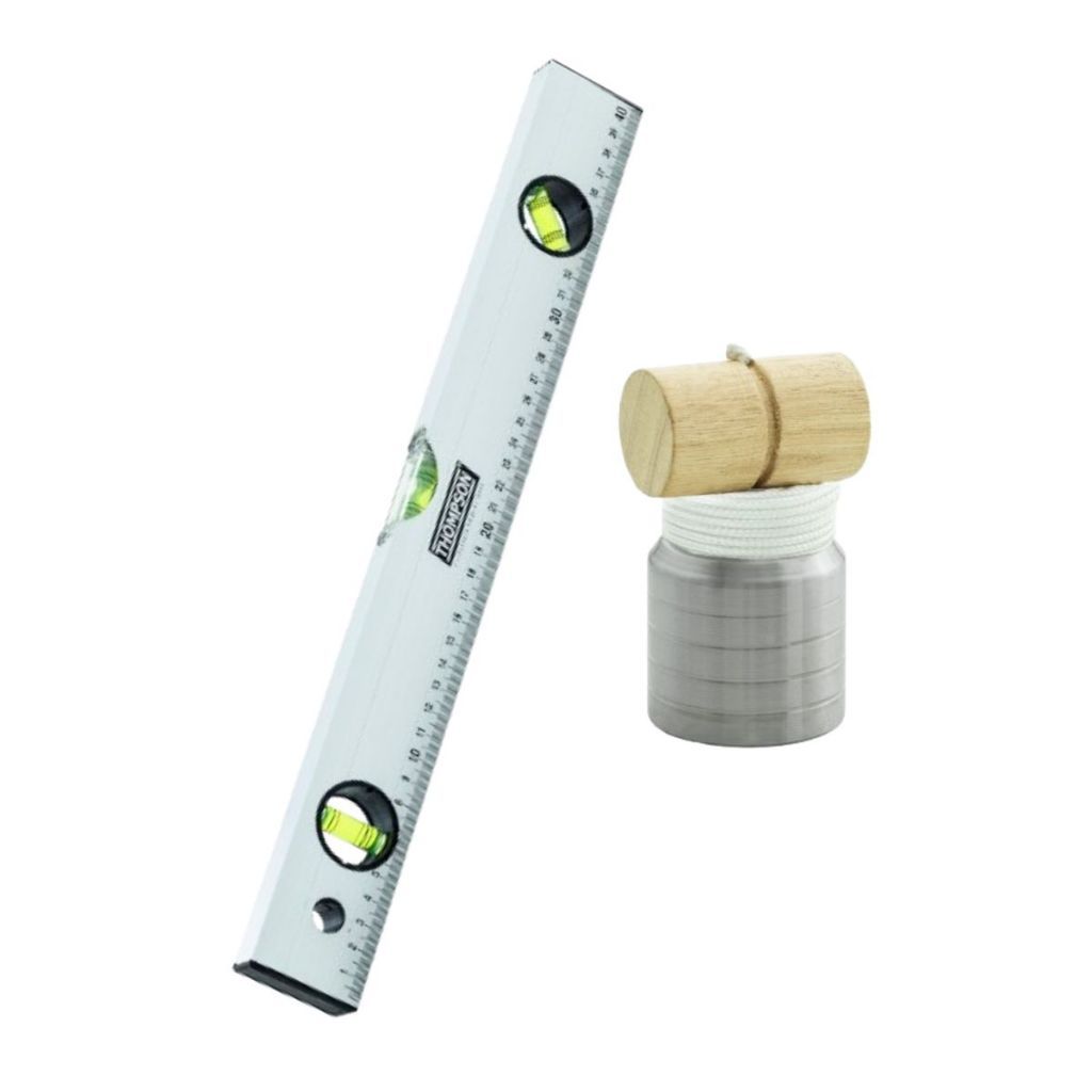 Kit Ferramentas Para Pedreiro,Prumo 400g + Nível 30cm arrasador