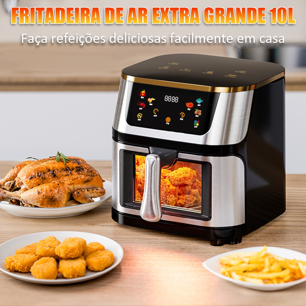 Fritadeira Elétrica Air Fryer 10L/4L 110V/220v Airfryer Botão Fritadeira Sem Óleo 900W/700...