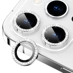 Película de Câmera com Brilho para iPhone 15 14 13 Pro Max Kit Lente Diamante