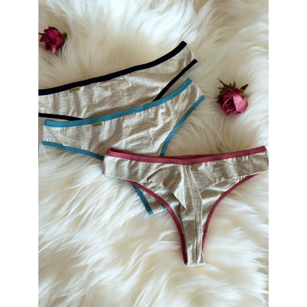 Kit Calcinha Fio Duplo Algodão Conforto Não Marca Feminina Tanga Cos Alto em Oferta na Shopee