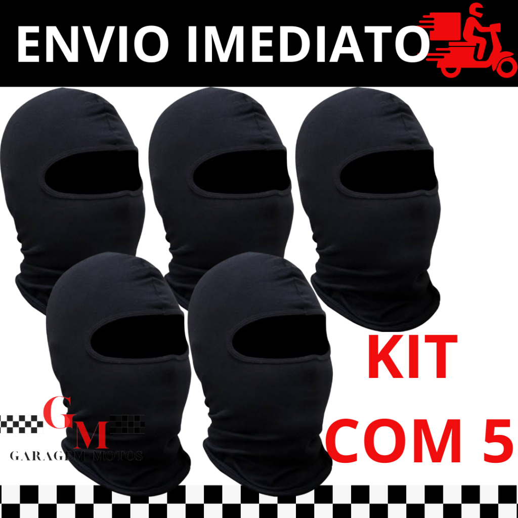 Kit com 5 Balaclavas Touca Ninja Frio Intenso Vento Gorro Touca Térmica motoboy unissex