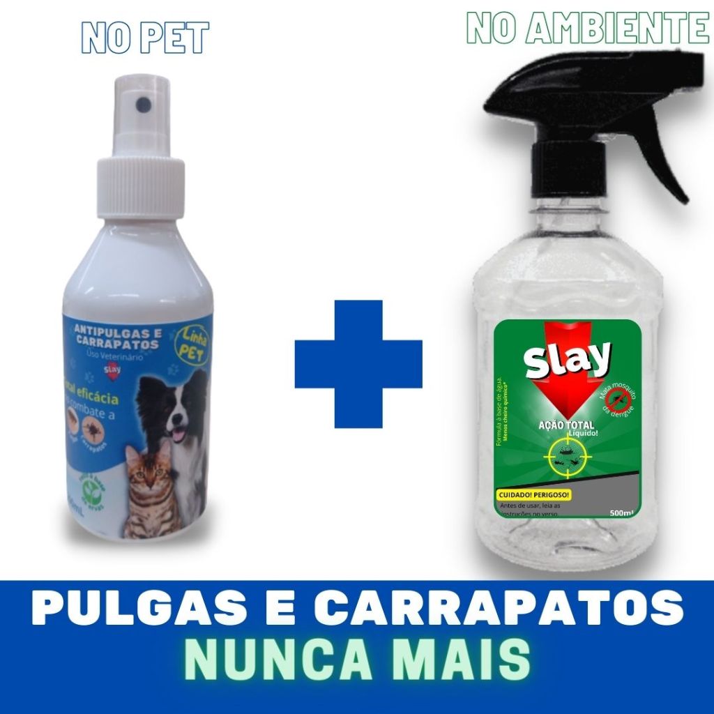 KIT Anti-Pulgas e Carrapatos - Para seu PET e Ambiente. Quem Ama Cuida!