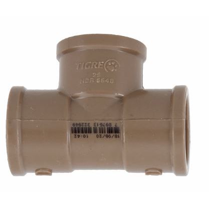 Te PVC Marrom Soldável 3/4" 25mm Tigre