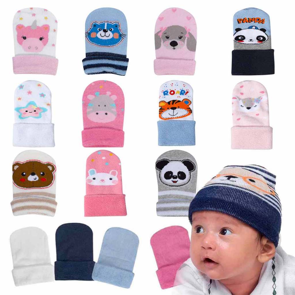 Kit 03 Toucas/Gorros Bebê Recém Nascido Fofurinha Malha Atoalhada Algodão Duck Inverno Frio Criança