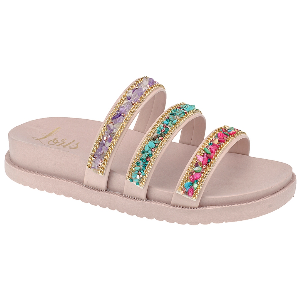 Papete Feminina com Pedraria Brilho Sandália Flat Confortável Macia 029 - Women Shoes