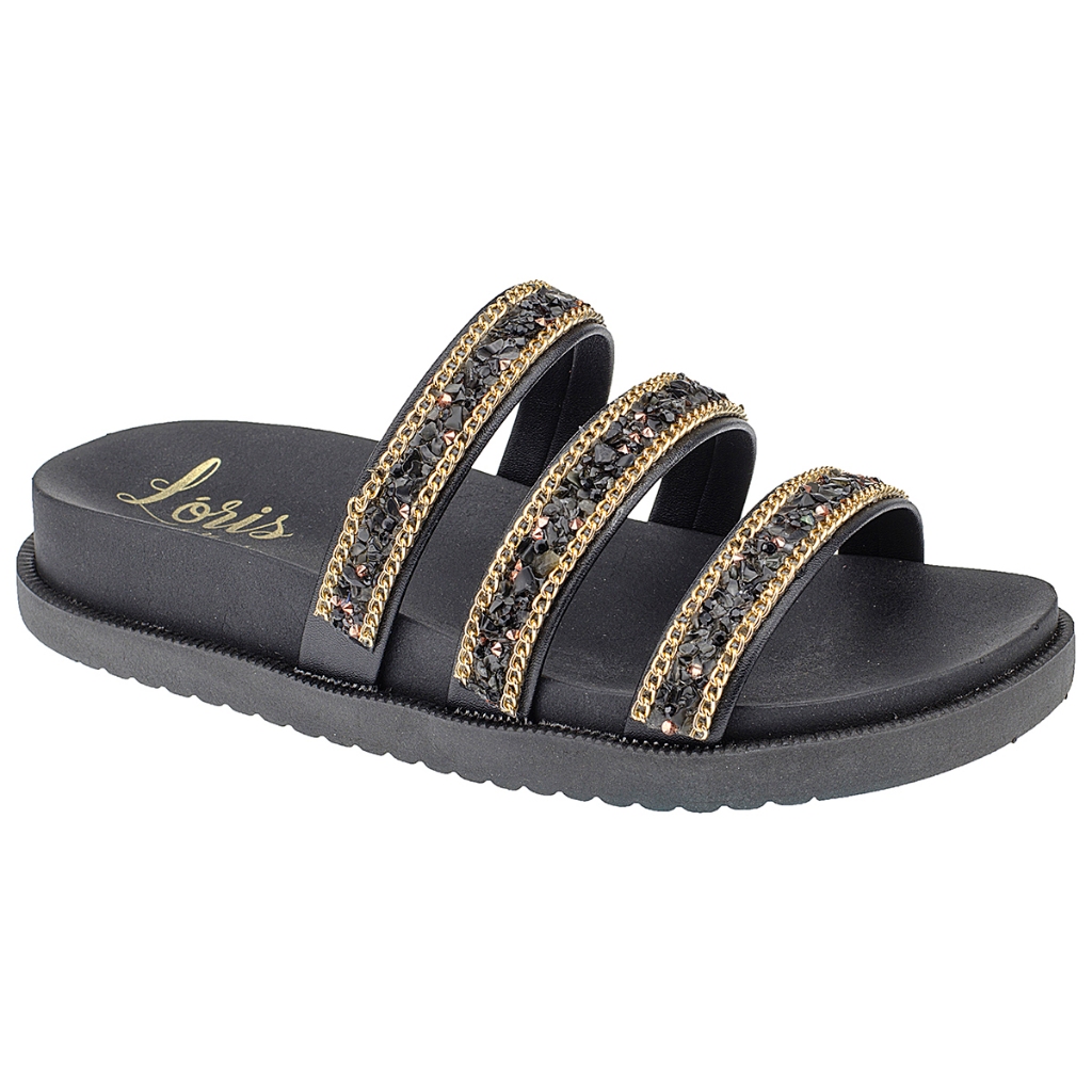 Sandália Feminina Papete Pedraria Chinelo com Brilho Flat Macia Flexivel Confortável 029 - Women Shoes