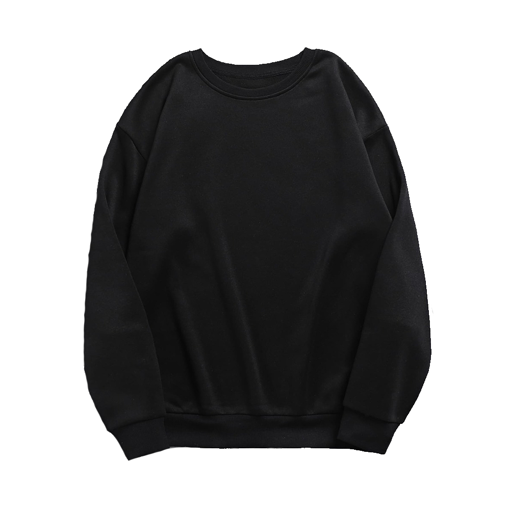 Moletom Liso Preto Unissex Blusa De Frio Masculino Feminino Gola Redonda Algodão Oversize