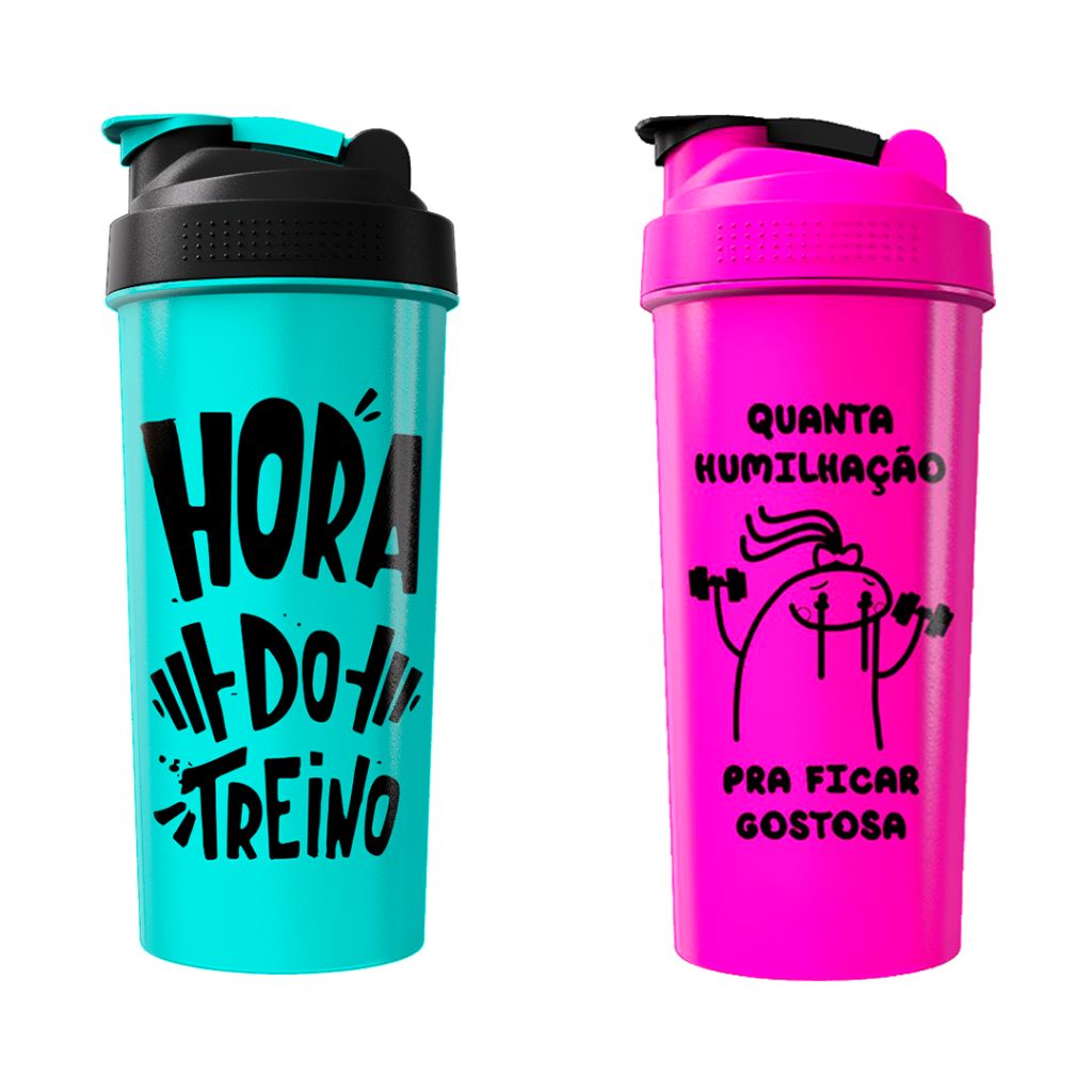 Kit 02 Coqueteleira Shaker Academia Garrafa Treino em Oferta na Shopee