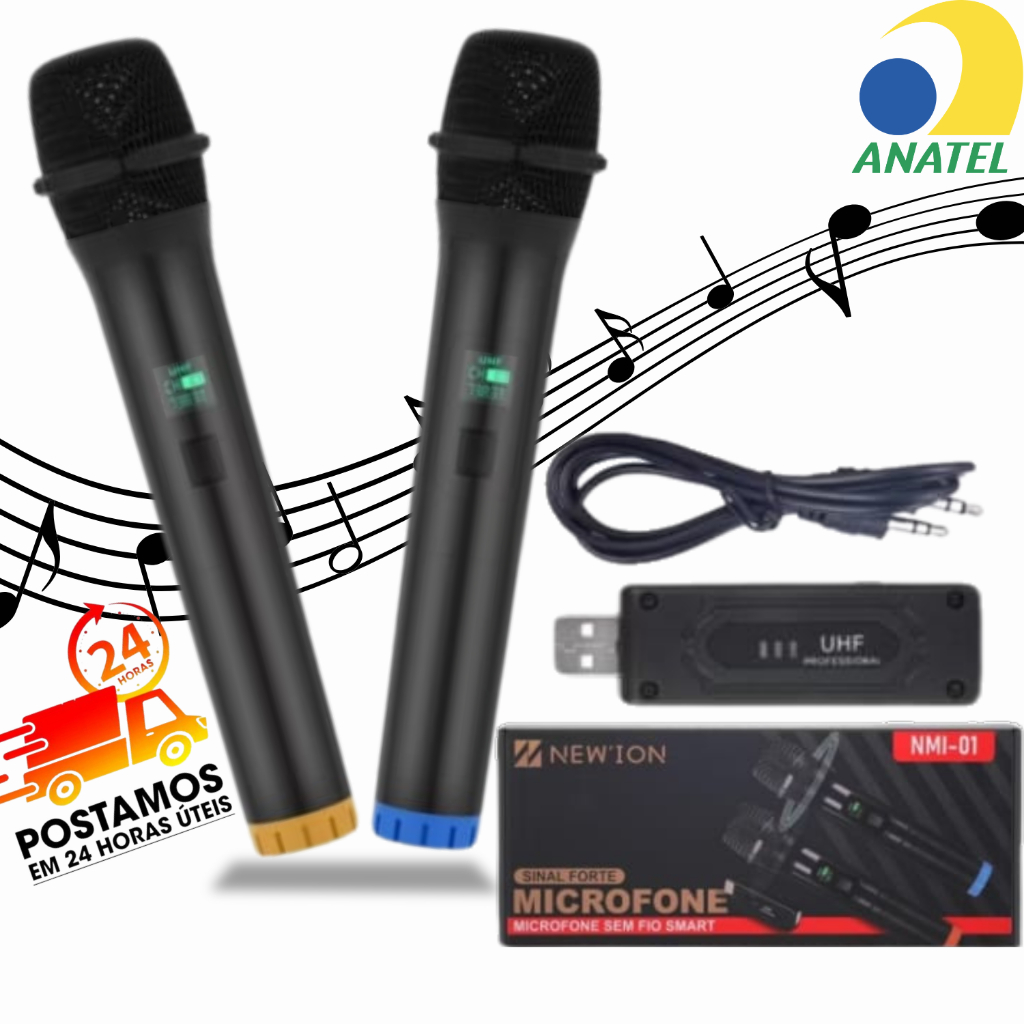 Microfone Sem Fio Igreja Alta Qualidade KIT C/2 ou 1UND ORIGINAL NMI-002/001