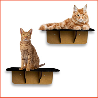 2 Prateleiras Escada Para Gatos Prateleira Suspenso De Parede Em MDF Com Carpete Envio Rápido em Oferta na Shopee