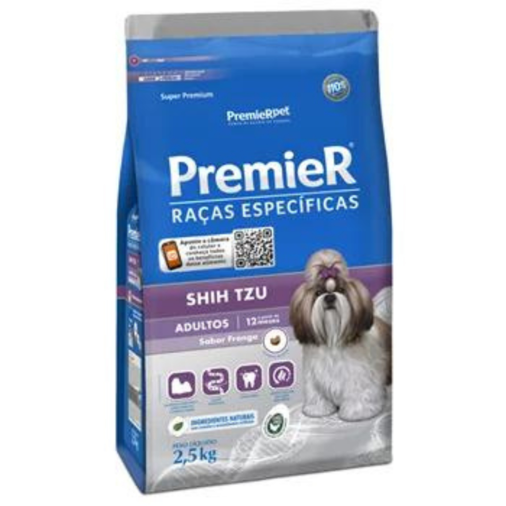 Ração Premier Shih Tzu Adulto 2,5kg Raças Específicas Pelagem Saudável Alta Digestibilidade