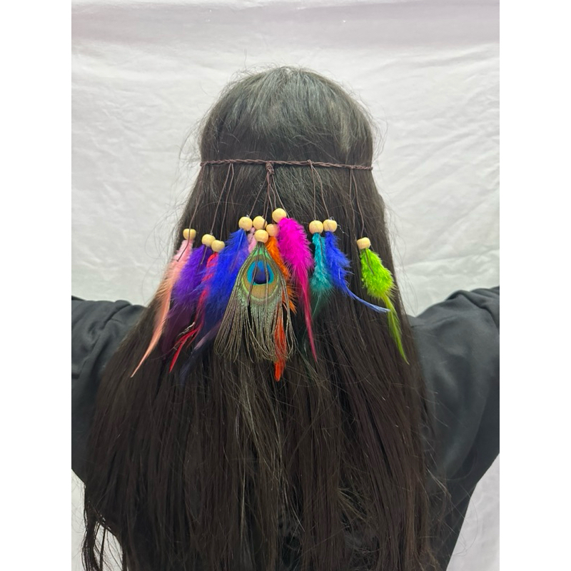 Tiara De Elástico Indígena Com Penas Fantasia Carnaval em Oferta na Shopee