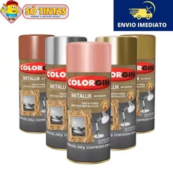 Tinta Spray Metallik Colorgin P/ Ferro, Cerâmica, Papéis, Metais, Madeiras e Gesso 350ml
