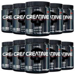 Kit 10x Creatina 100% Pura - 300g cada - Caveira Preta / Black Skull