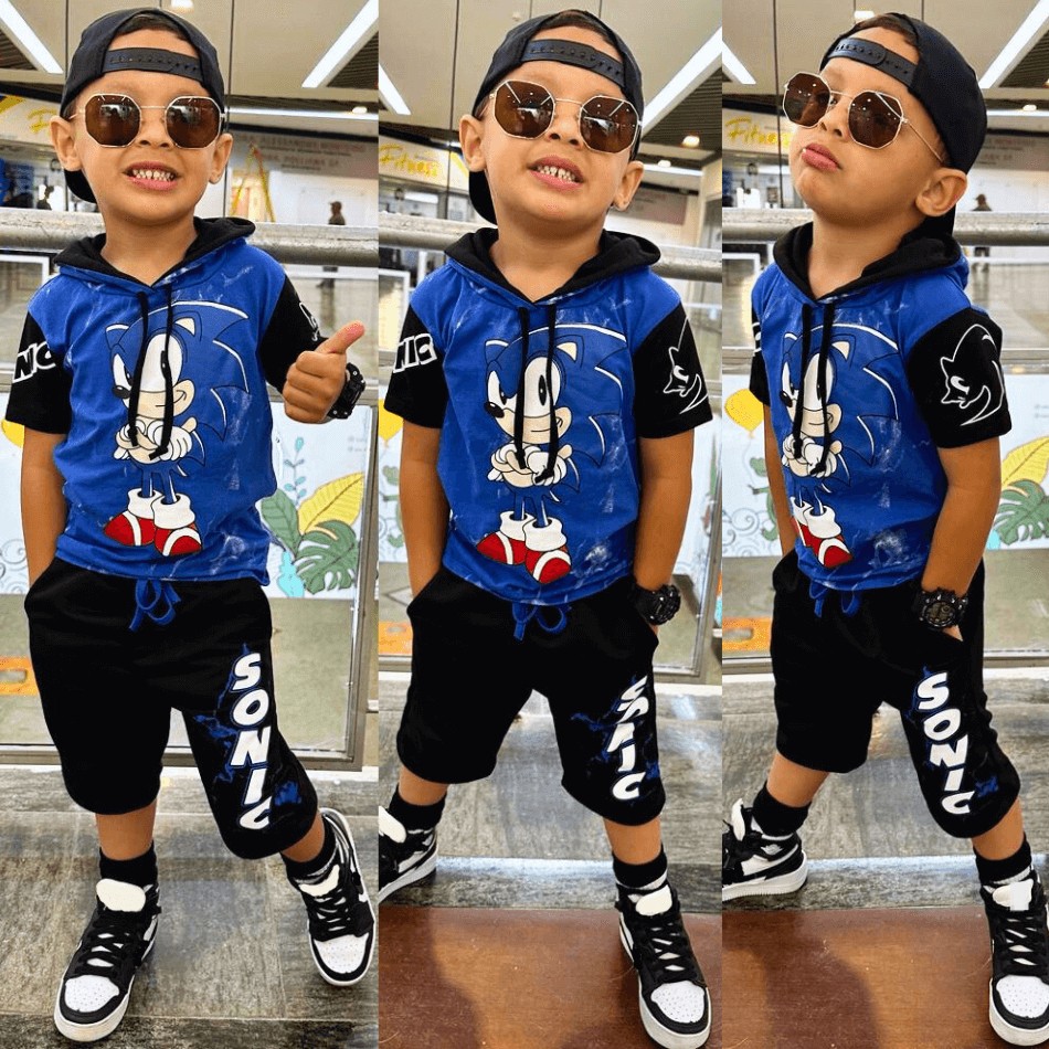 Conjunto Fantasia Juvenil Personagem SONIC da SEGA Infantil Masculino Exclusivo Novidade