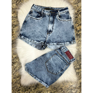 Short lavado vintage 100% algodão Short mom jeans em Oferta na Shopee